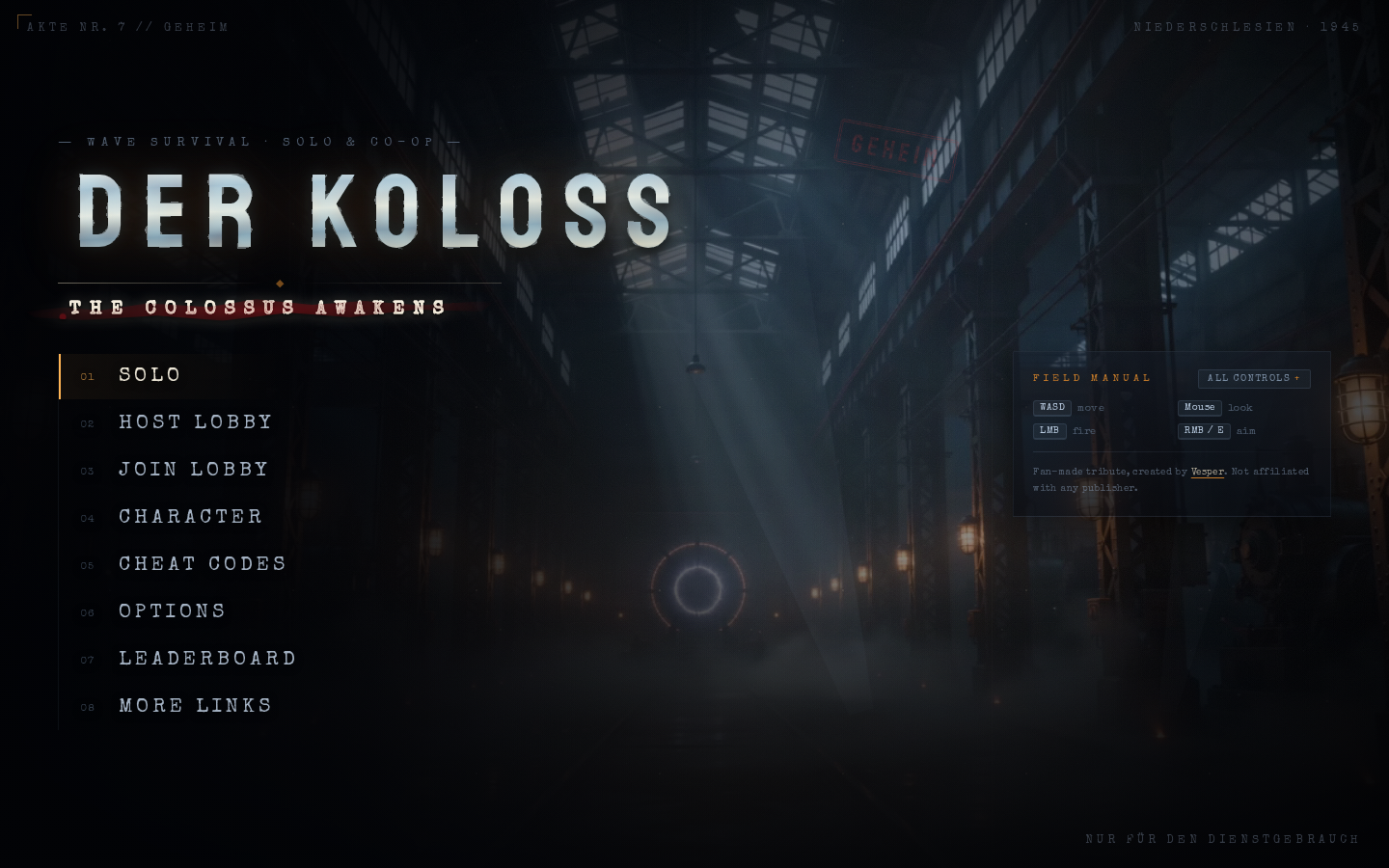 Der Koloss game menu